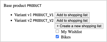 Preview of this “Add to shopping list” widget example